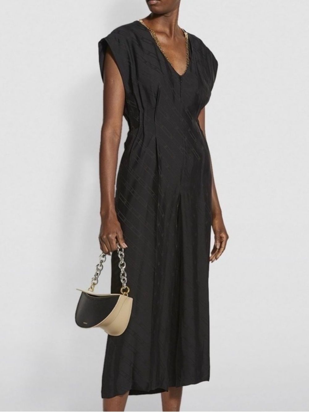 Sandro Jacquard Black sleeveless wide leg  jumpsuit, size S